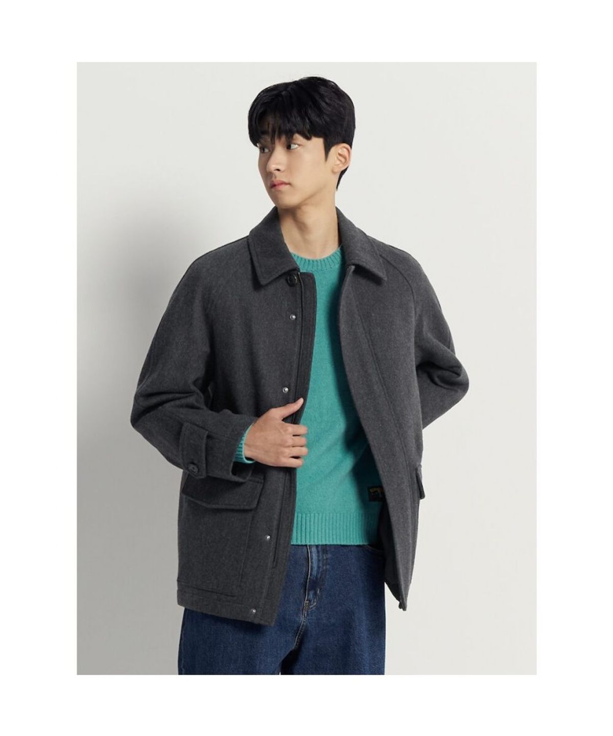 빈폴 멘(BEANPOLE MEN) 울 블렌드 숏 헌팅 코트  애쉬