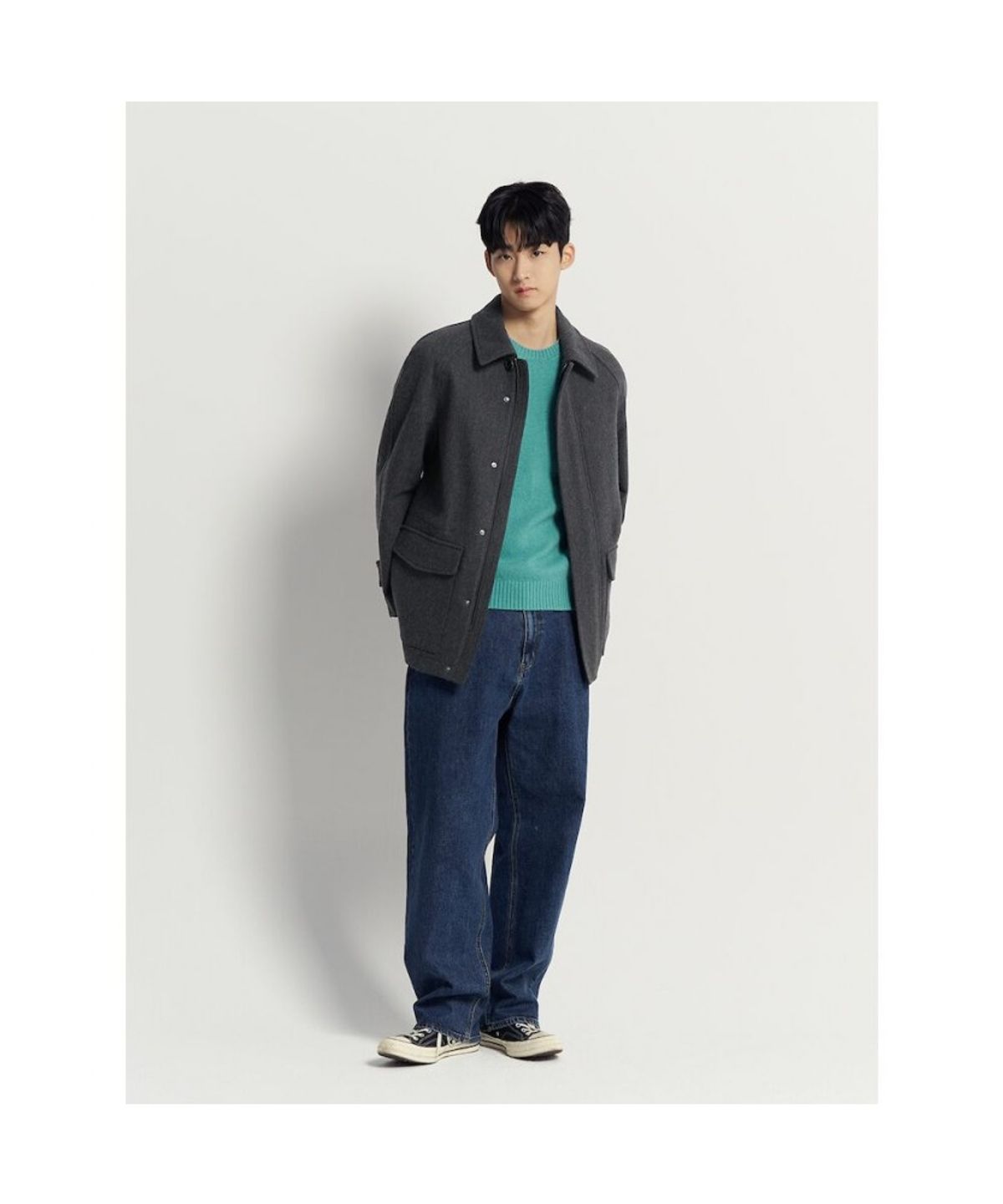 빈폴 멘(BEANPOLE MEN) 울 블렌드 숏 헌팅 코트  애쉬