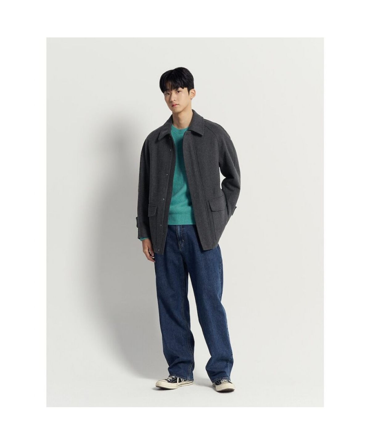 빈폴 멘(BEANPOLE MEN) 울 블렌드 숏 헌팅 코트  애쉬