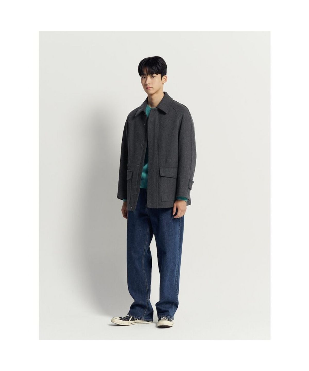 빈폴 멘(BEANPOLE MEN) 울 블렌드 숏 헌팅 코트  애쉬