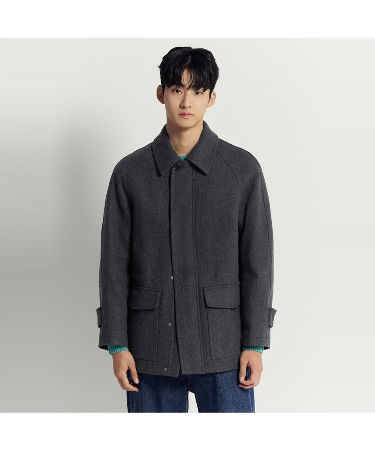 빈폴 멘(BEANPOLE MEN) 울 블렌드 숏 헌팅 코트  애쉬