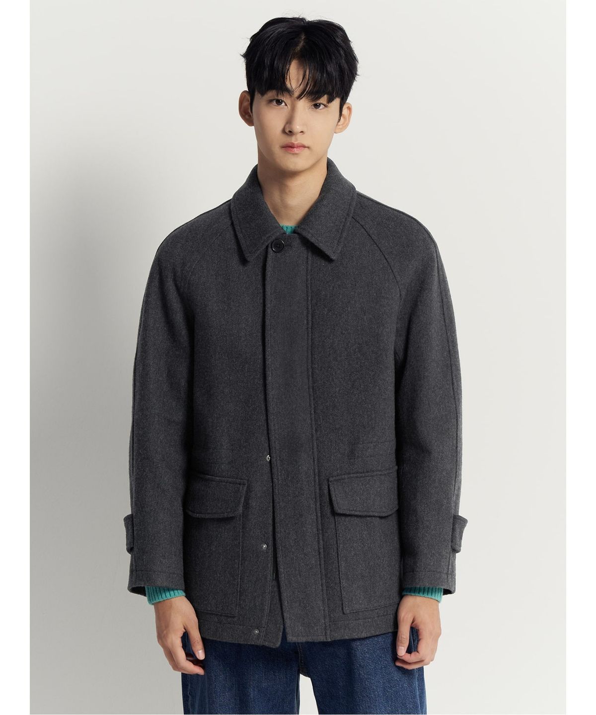 빈폴 멘(BEANPOLE MEN) 울 블렌드 숏 헌팅 코트  애쉬