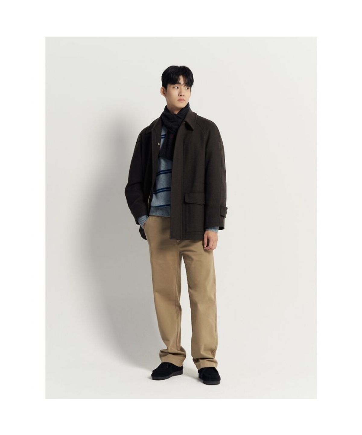빈폴 멘(BEANPOLE MEN) 울 블렌드 숏 헌팅 코트  브라운