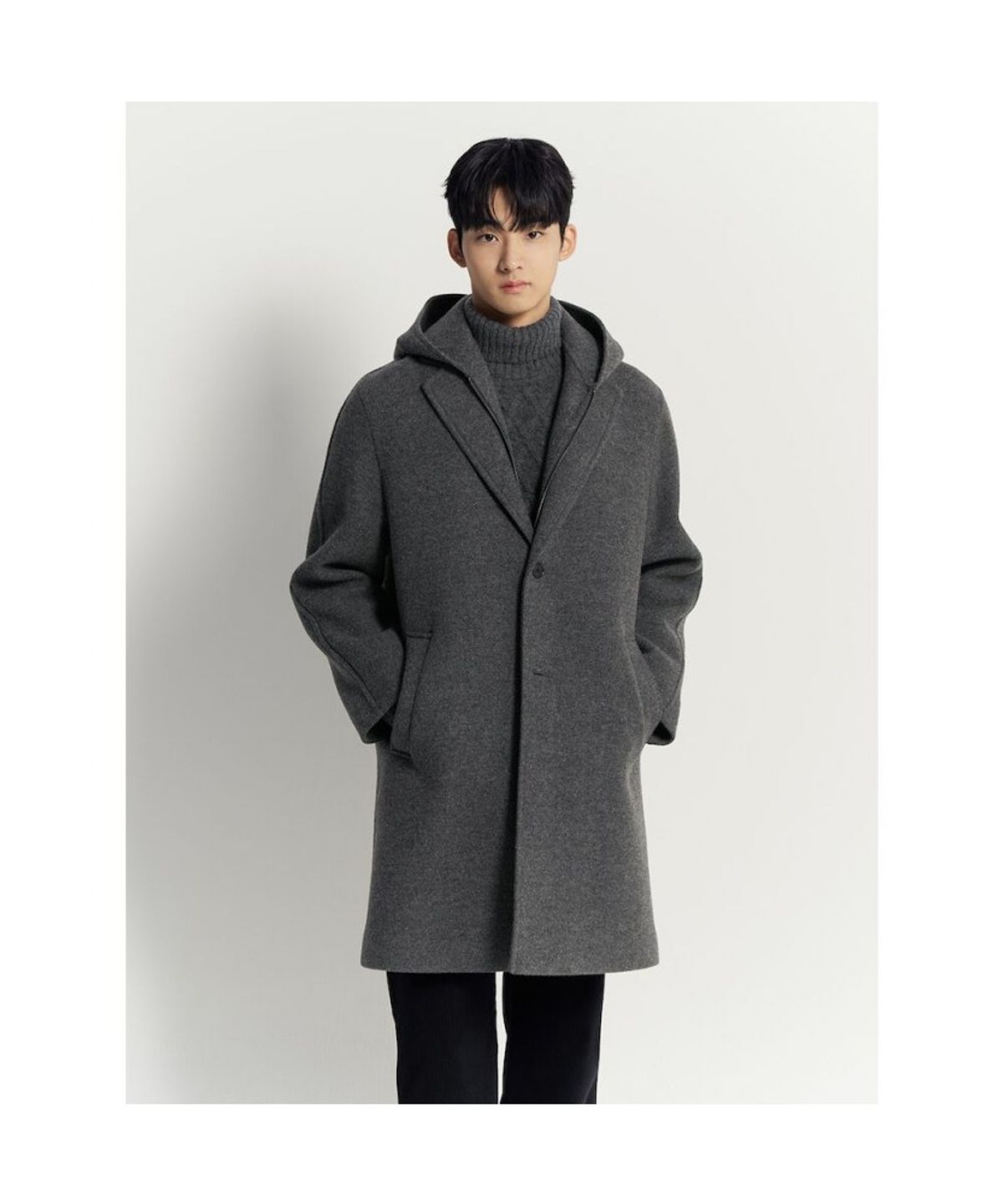 빈폴 멘(BEANPOLE MEN) 울 후드 코트  애쉬