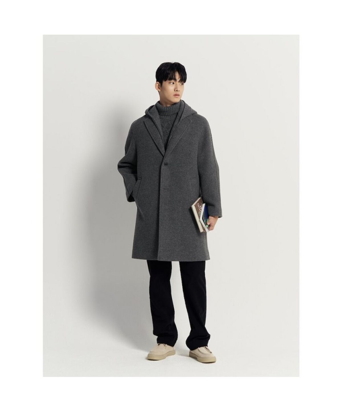 빈폴 멘(BEANPOLE MEN) 울 후드 코트  애쉬
