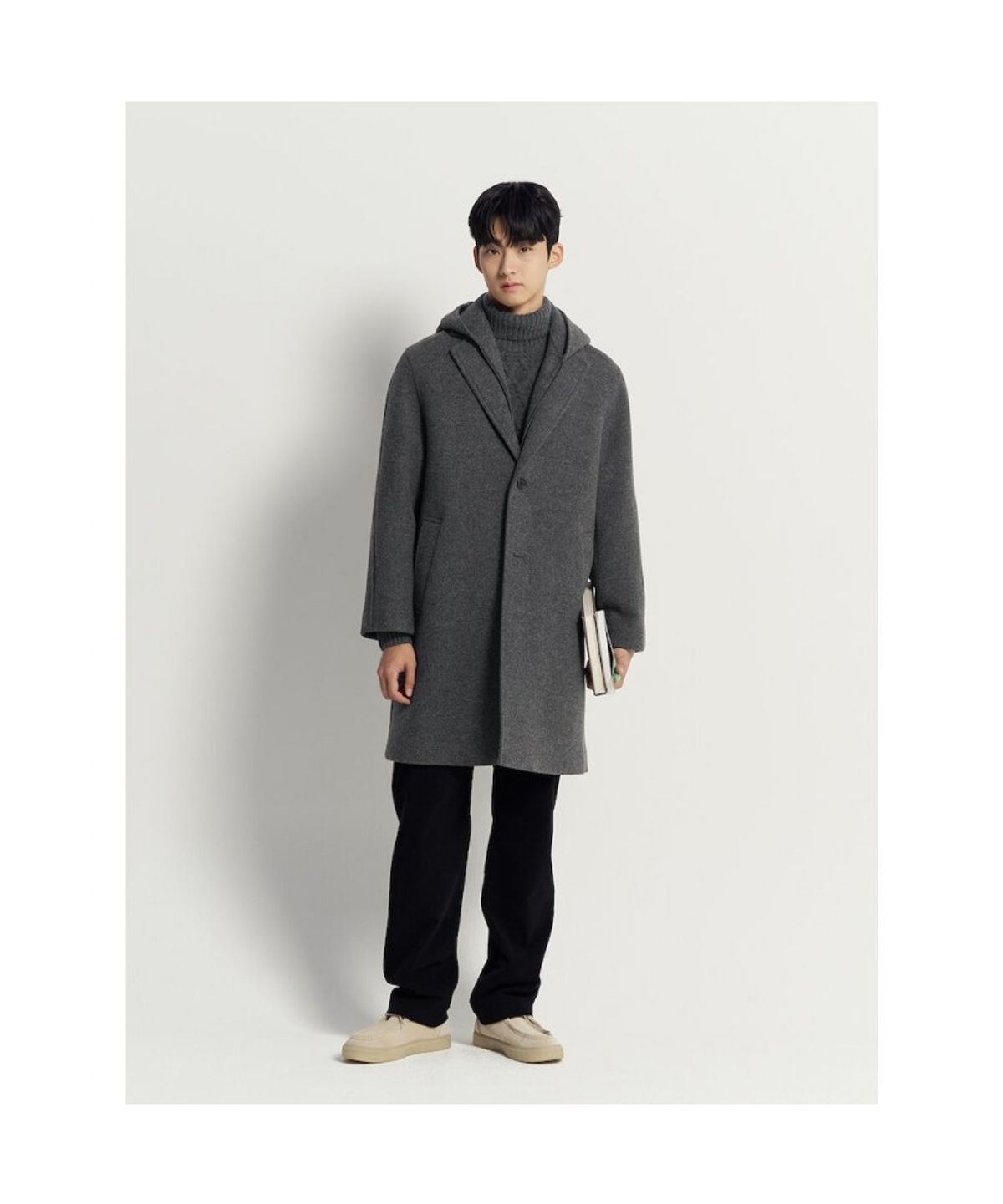 빈폴 멘(BEANPOLE MEN) 울 후드 코트  애쉬