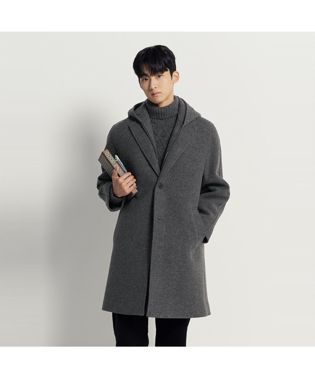 빈폴 멘(BEANPOLE MEN) 울 후드 코트  애쉬