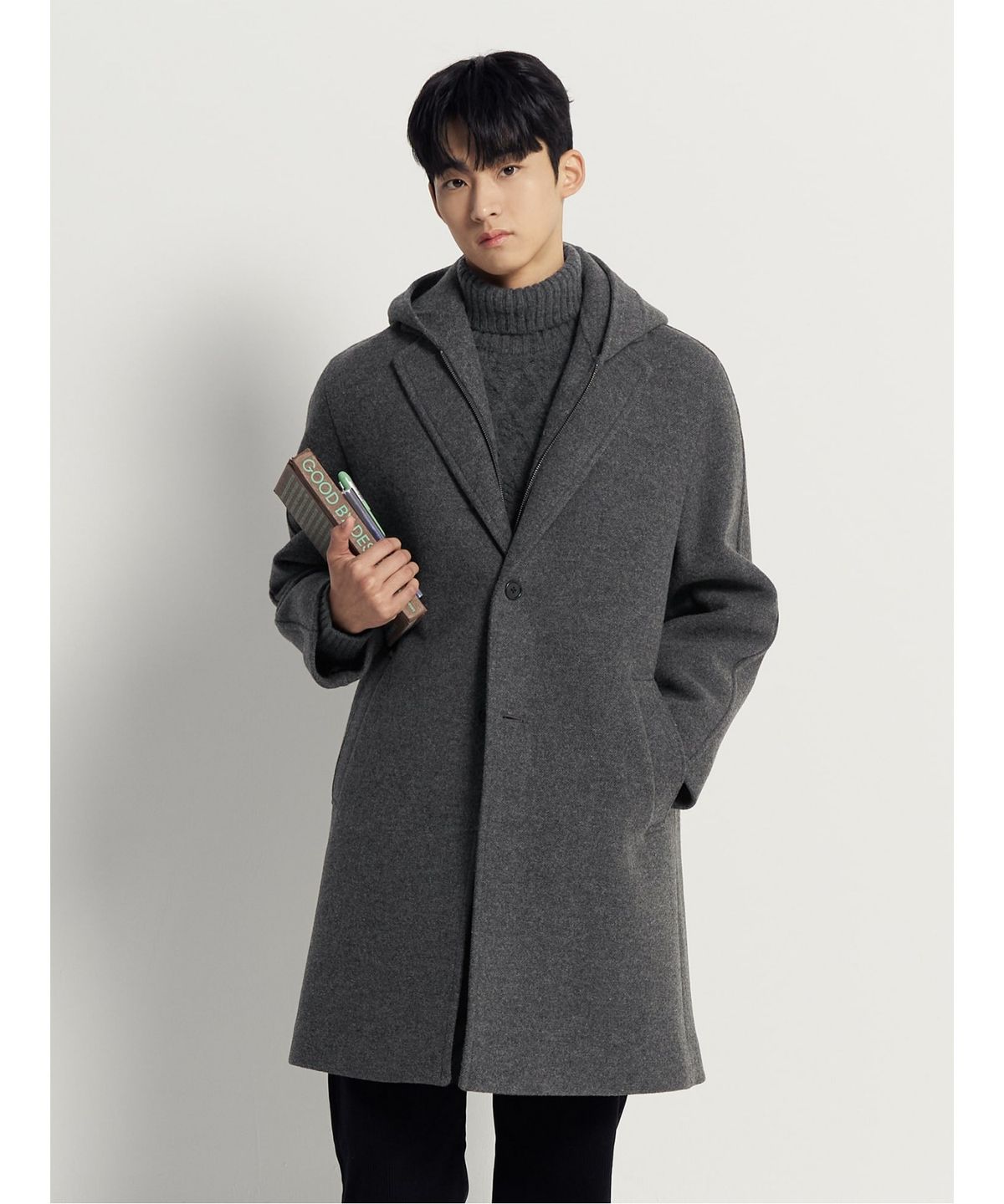 빈폴 멘(BEANPOLE MEN) 울 후드 코트  애쉬