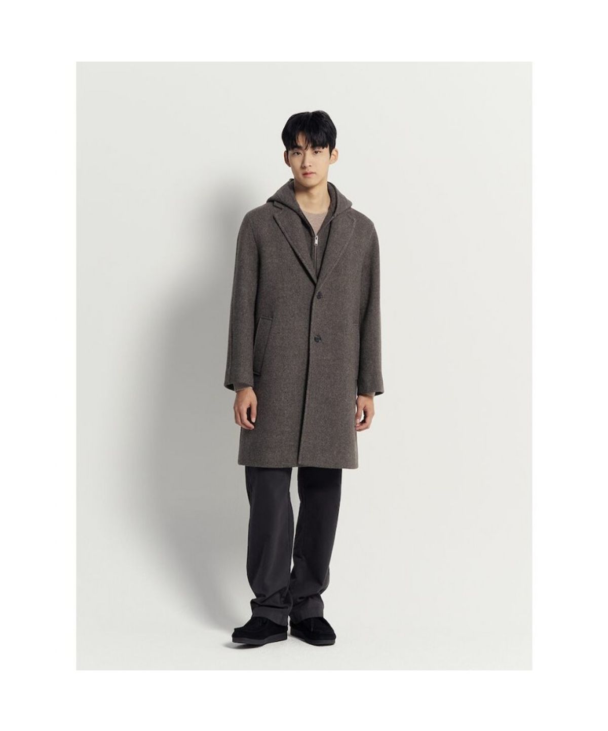 빈폴 멘(BEANPOLE MEN) 울 후드 코트  브라운