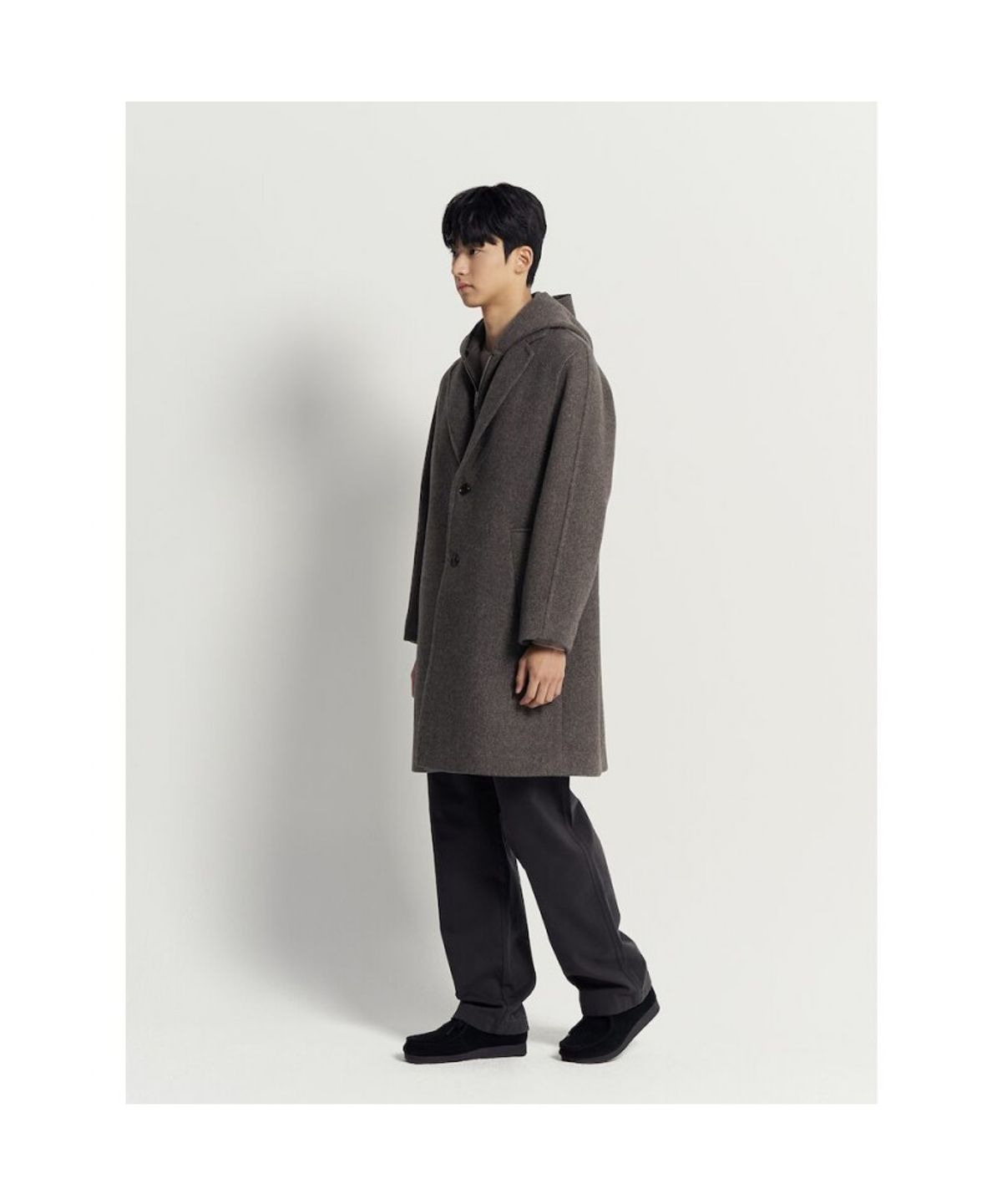 빈폴 멘(BEANPOLE MEN) 울 후드 코트  브라운