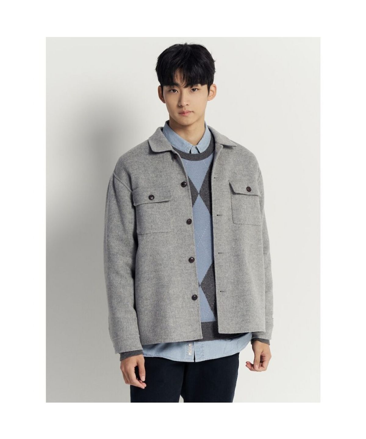 빈폴 멘(BEANPOLE MEN) 핸드메이드 아우터형 셔츠  그레이