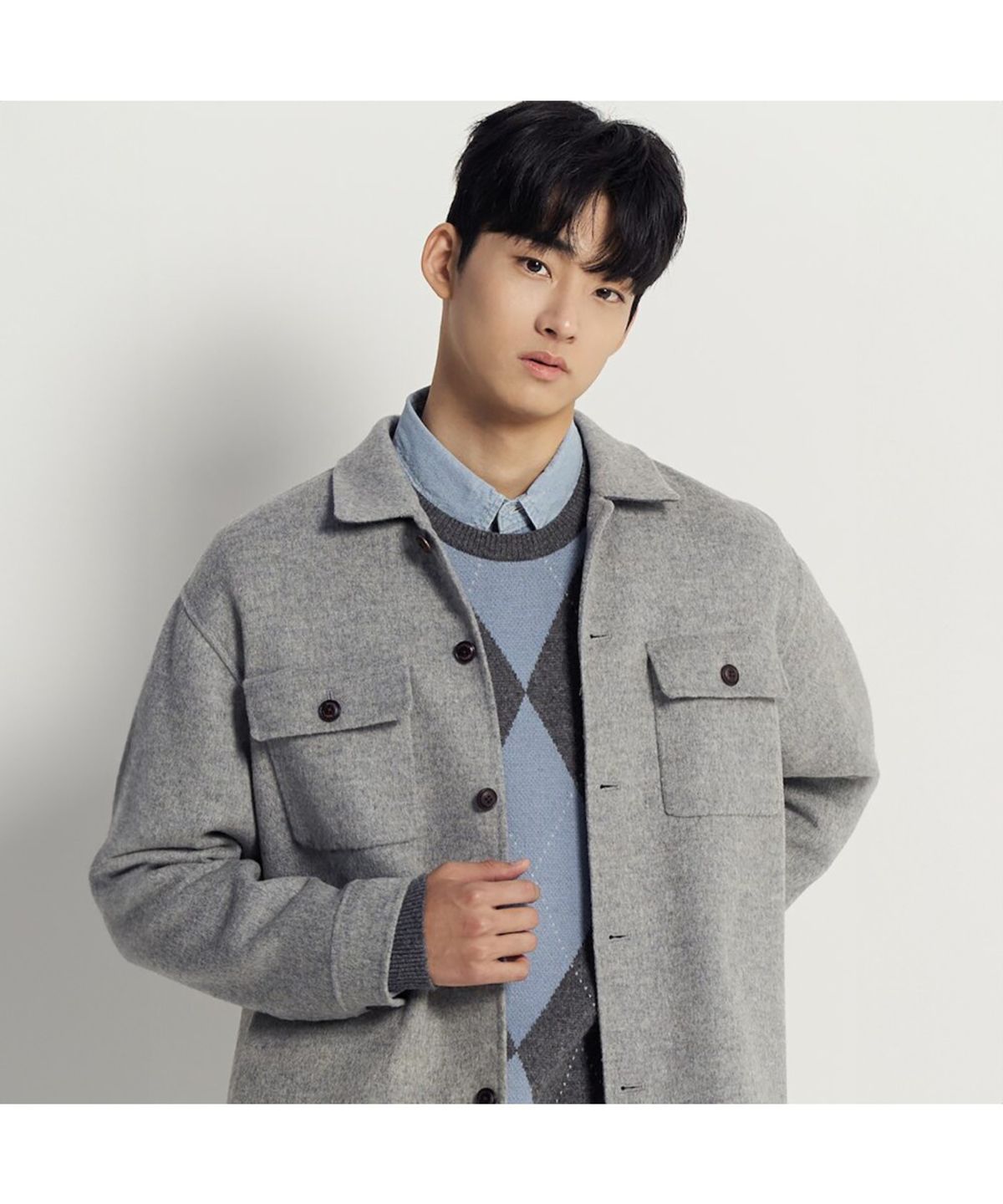 빈폴 멘(BEANPOLE MEN) 핸드메이드 아우터형 셔츠  그레이