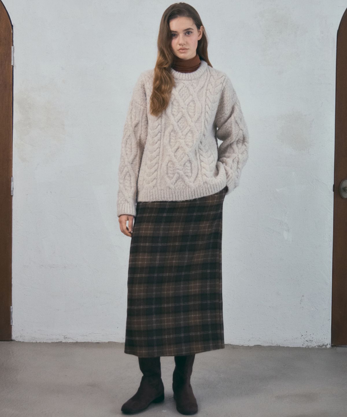 아우어노스텔지아(OURNOSTALGIA) Homely Cable Knit_Oatmeal(O25-KN28)