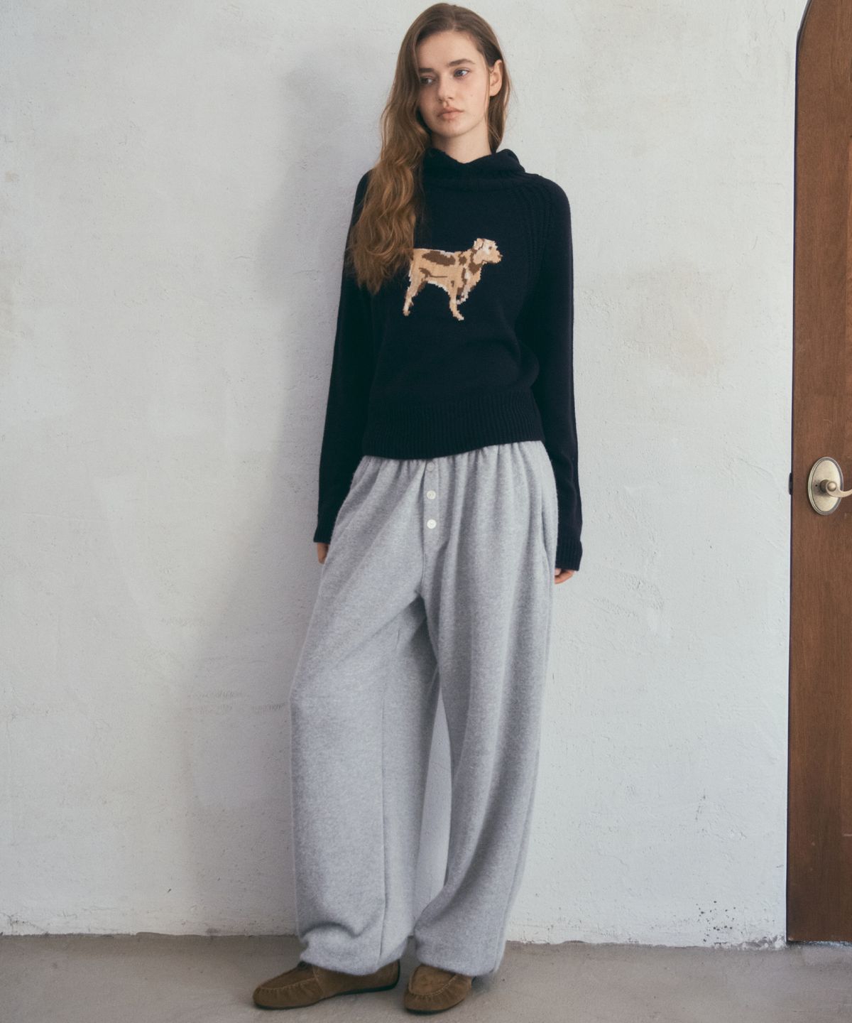 아우어노스텔지아(OURNOSTALGIA) woolfie Balaclava Knit Hood_Navy(OC25-KN18)