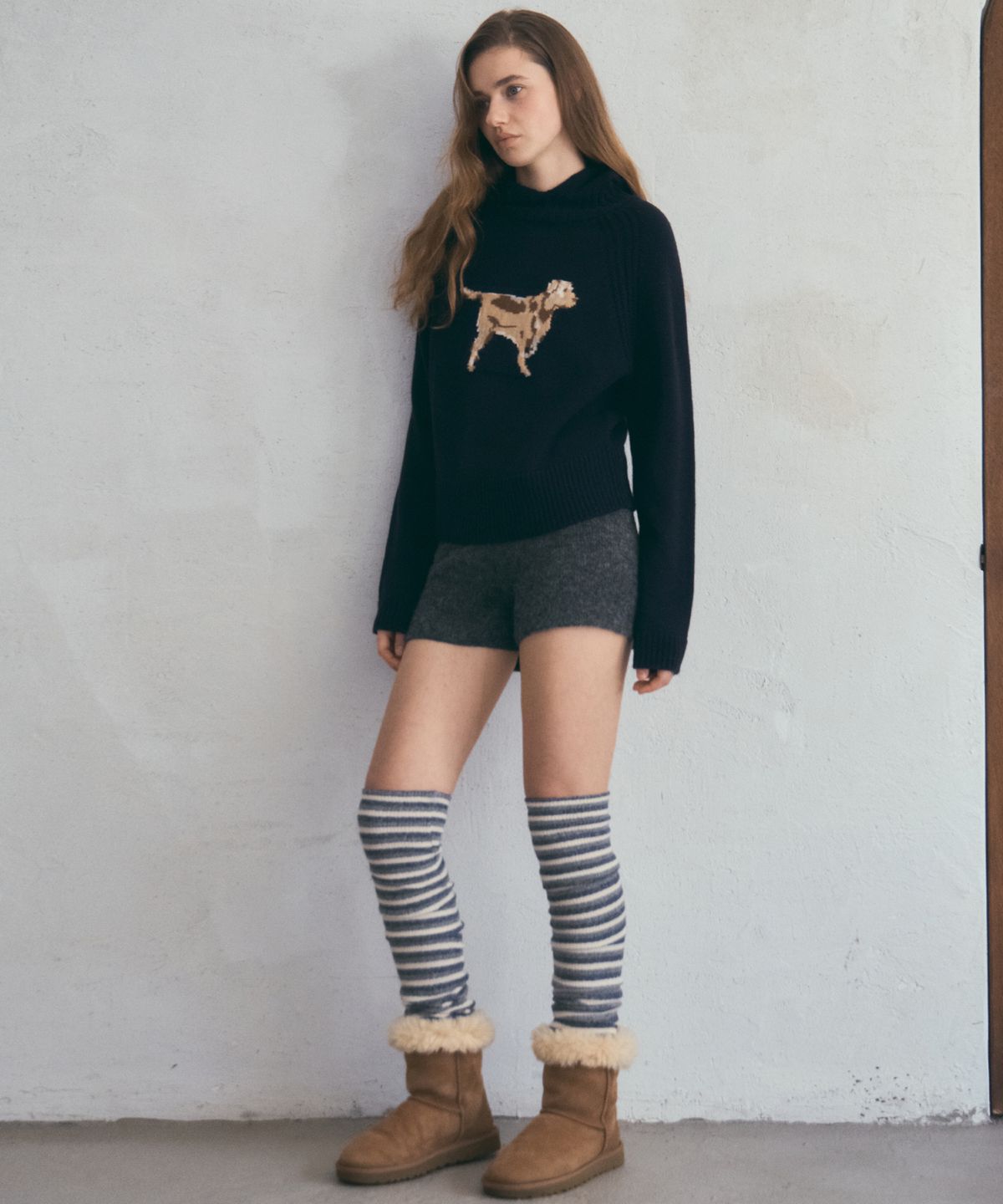 아우어노스텔지아(OURNOSTALGIA) woolfie Balaclava Knit Hood_Navy(OC25-KN18)