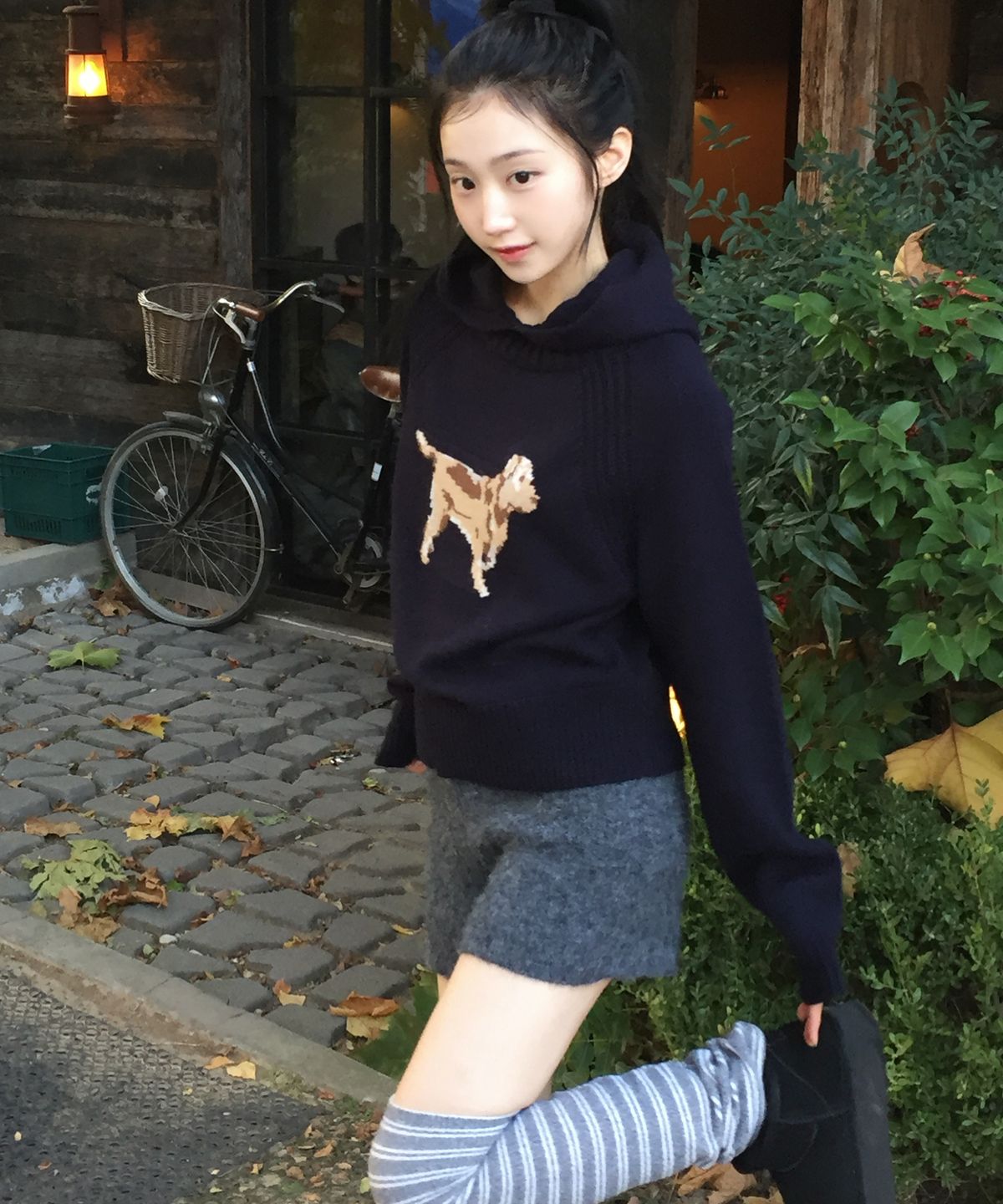 아우어노스텔지아(OURNOSTALGIA) woolfie Balaclava Knit Hood_Navy(OC25-KN18)