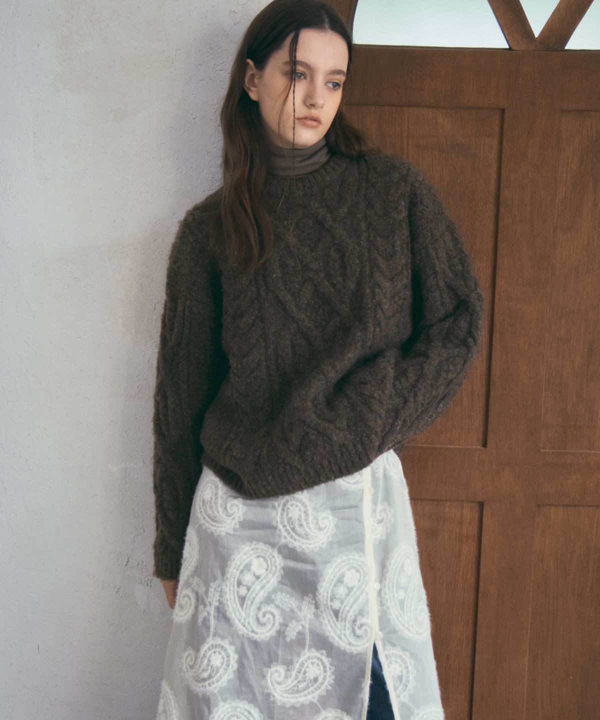 아우어노스텔지아(OURNOSTALGIA) Hairy Button Layered Dress_Ivory(O25-OPS06)