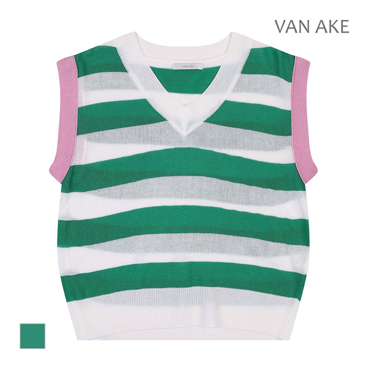 반에이크(VANAKE) 배색패턴 브이넥 베스트_VB38KVQ302Z