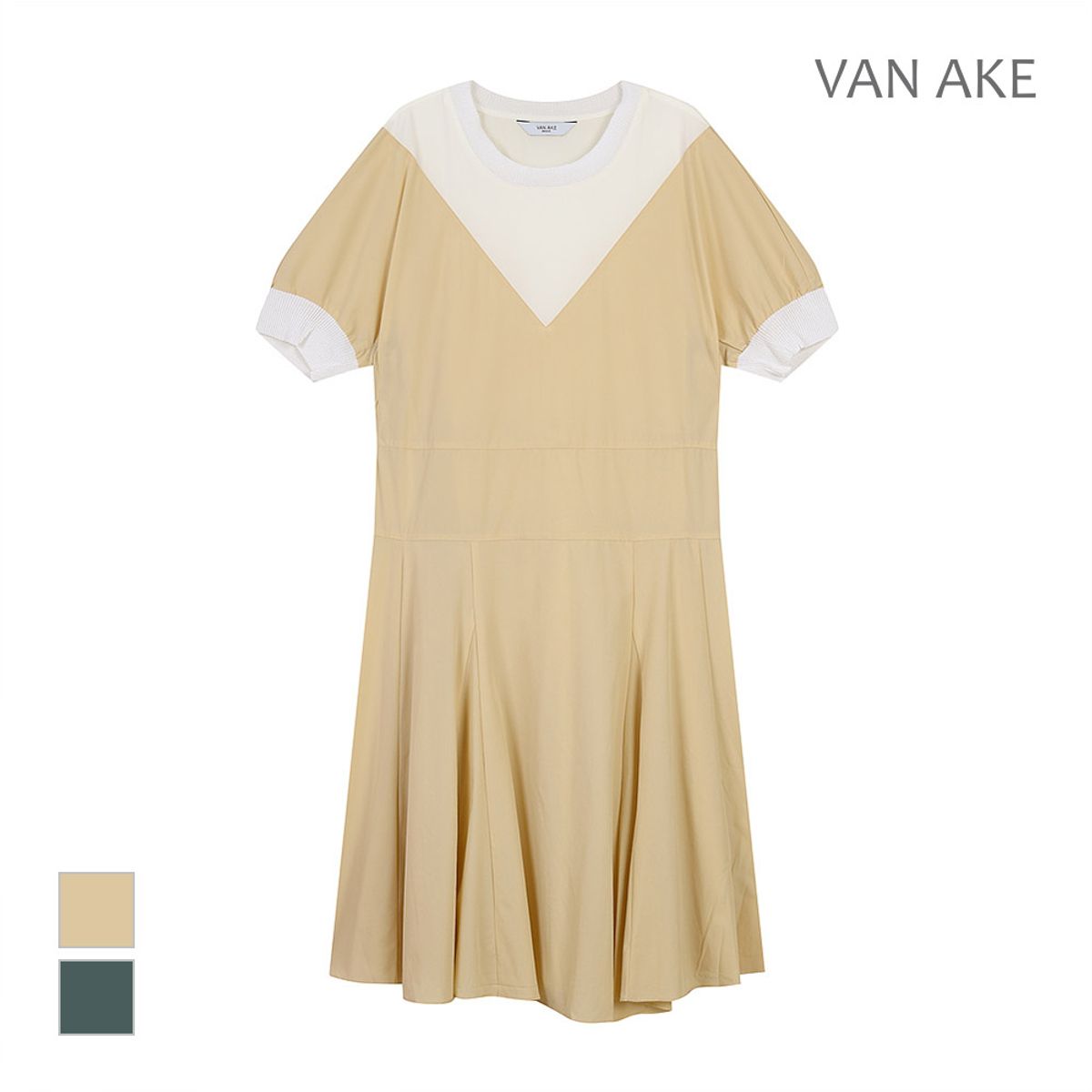 반에이크(VANAKE) 니트배색 원피스_VB38OPMD08A