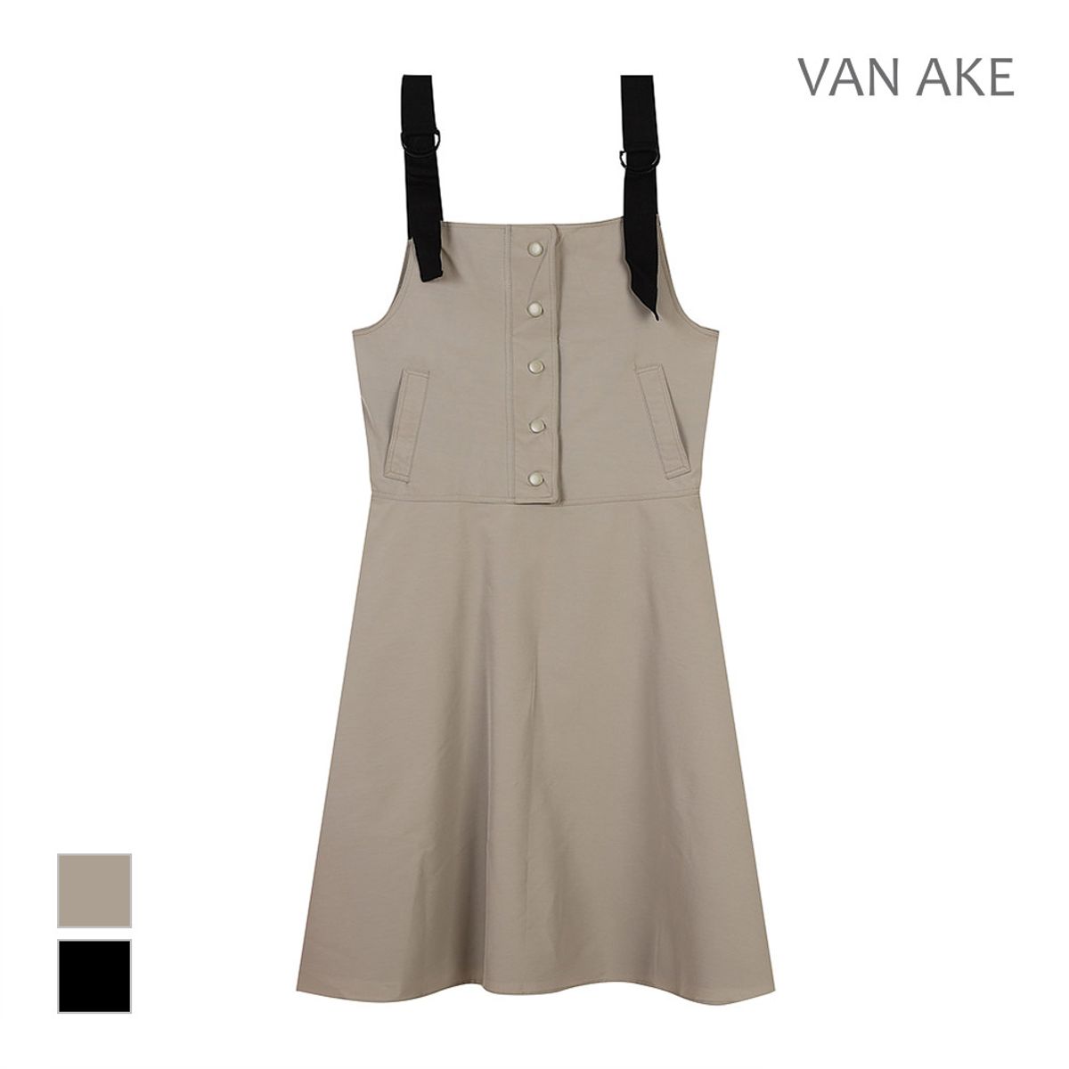 반에이크(VANAKE) 배색 멜빵 원피스_VB38OPUD03Z