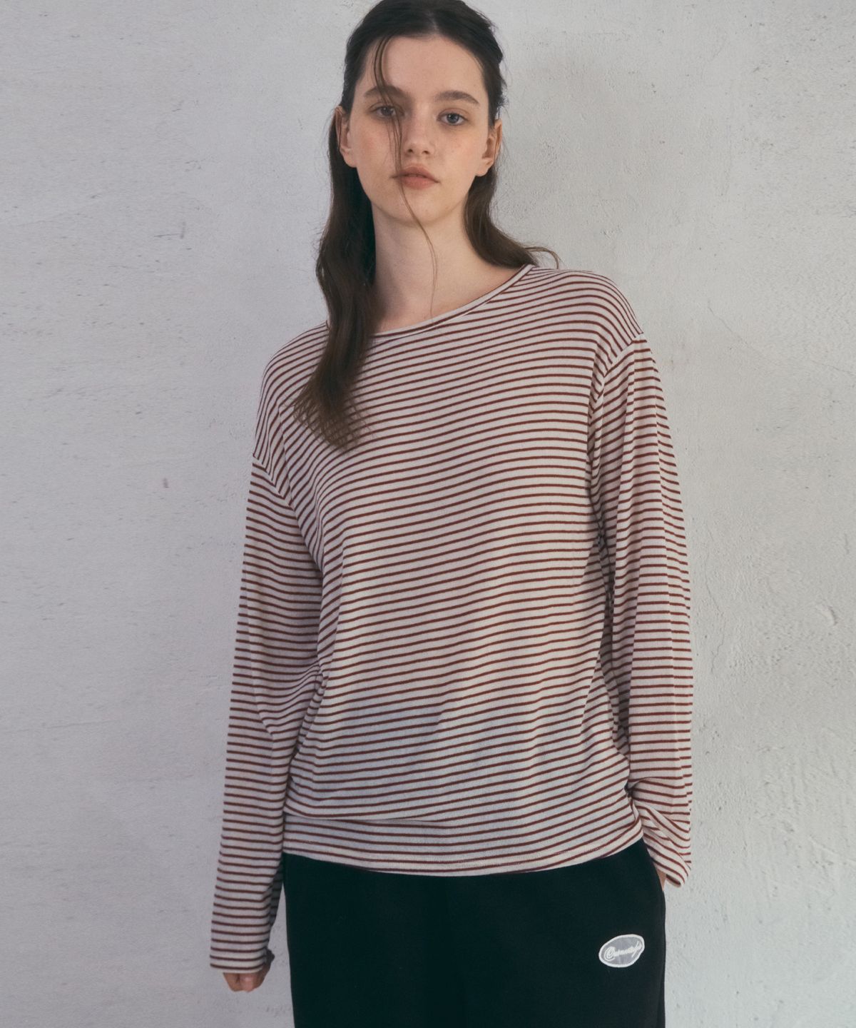 아우어노스텔지아(OURNOSTALGIA) Merino Wool Stripe T-shirt_Ivory(O25-TP24)