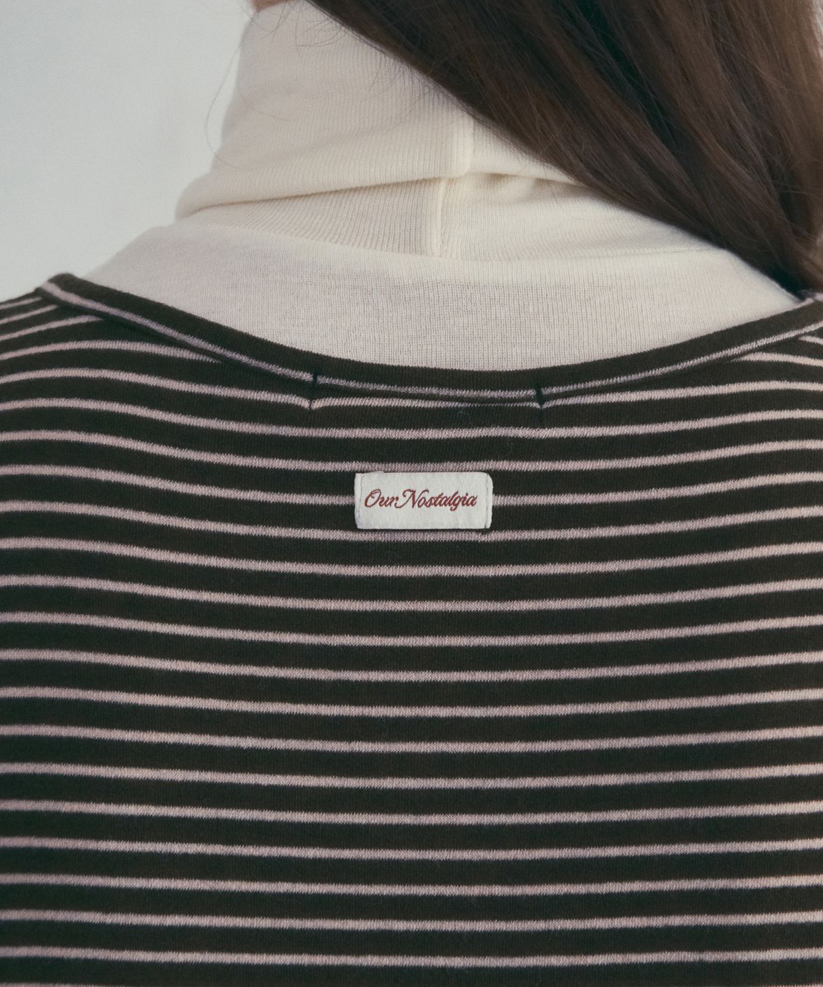 아우어노스텔지아(OURNOSTALGIA) Merino Wool Stripe T-shirt_Brown(O25-TP24)