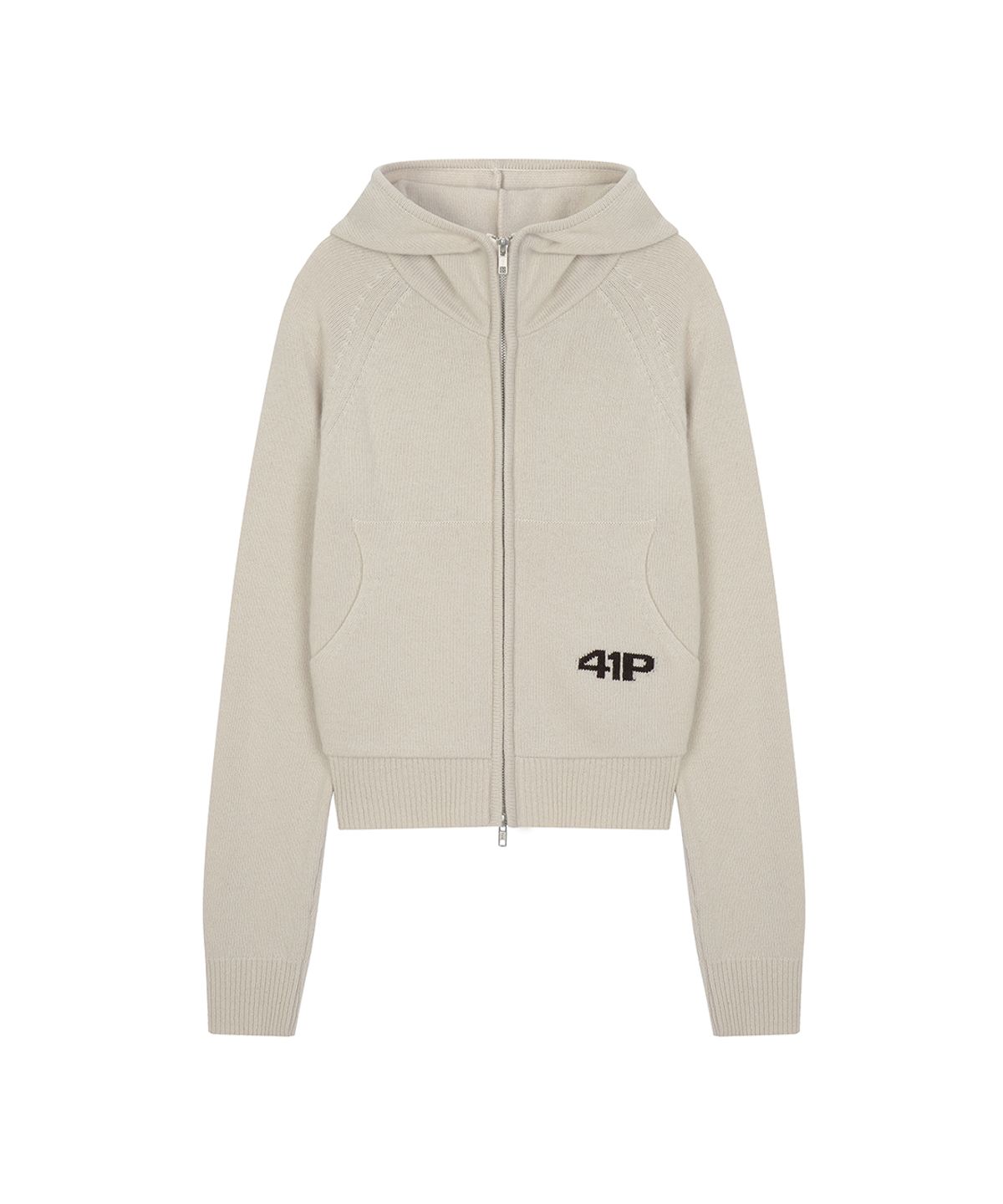 사일프레이(41PRAY) High-Neck Knit  Hoodie Zip Up / Light Grey