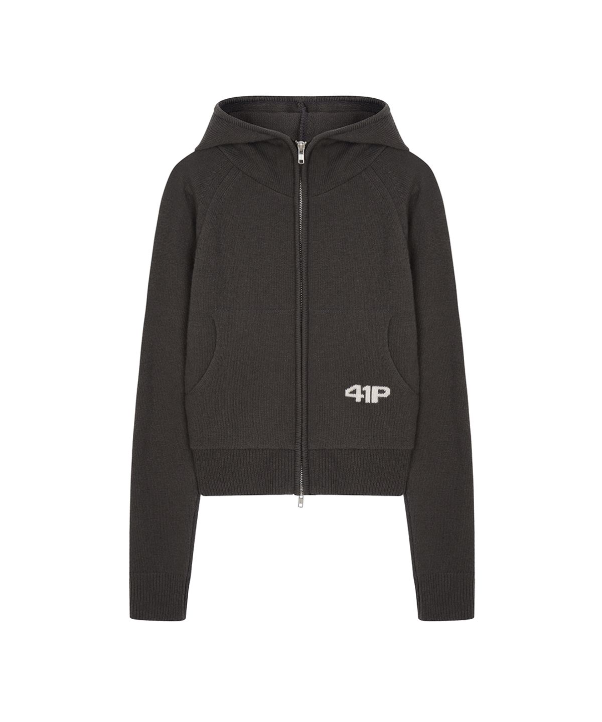 사일프레이(41PRAY) High-Neck Knit  Hoodie Zip Up / Charcoal