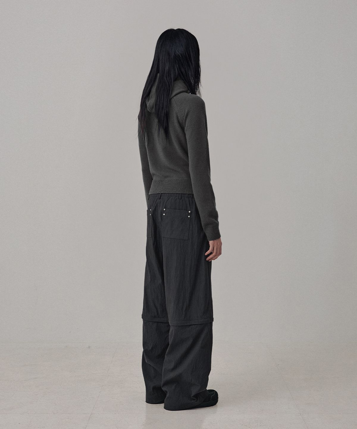사일프레이(41PRAY) High-Neck Knit  Hoodie Zip Up / Charcoal