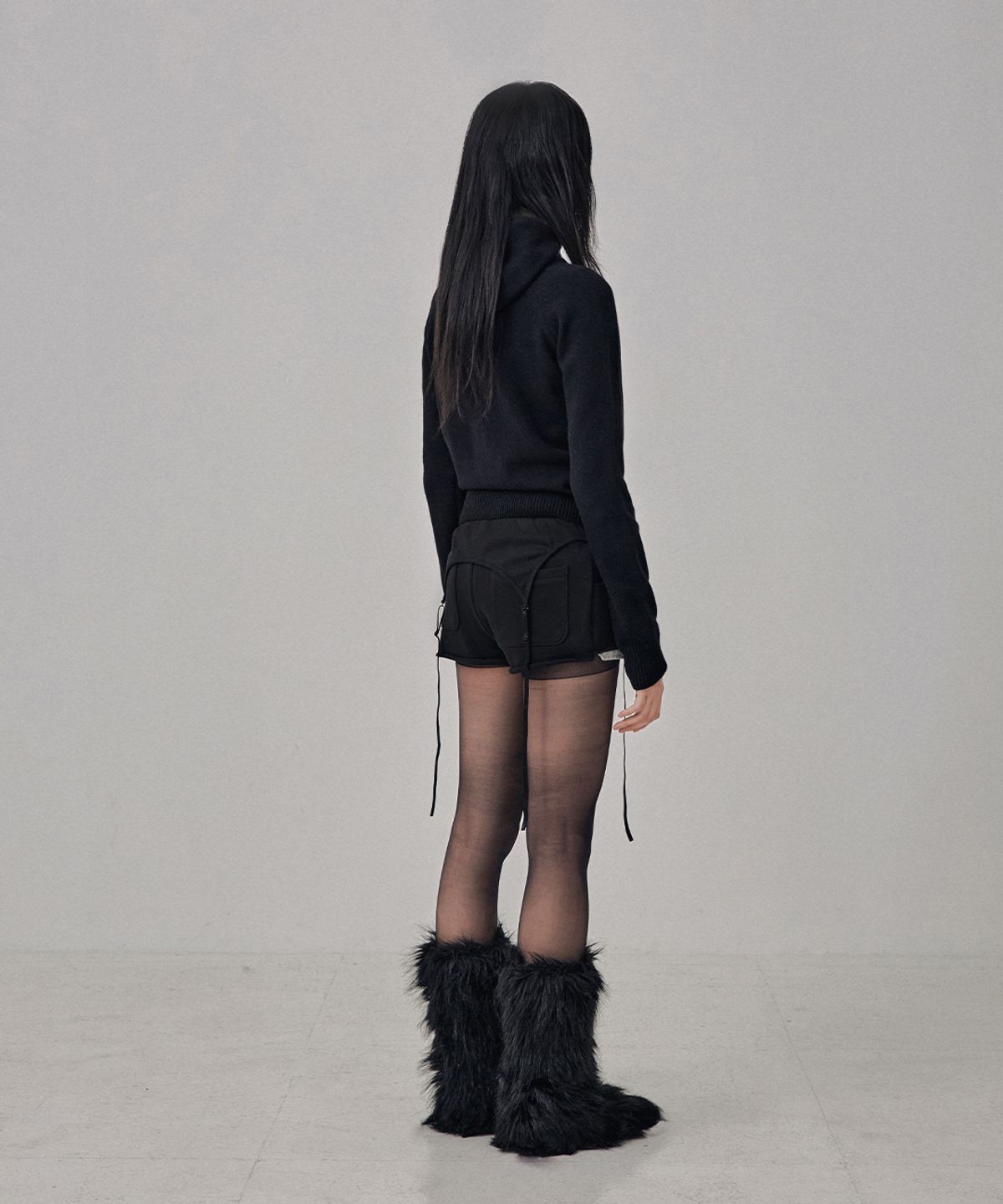 사일프레이(41PRAY) High-Neck Knit  Hoodie Zip Up / Black