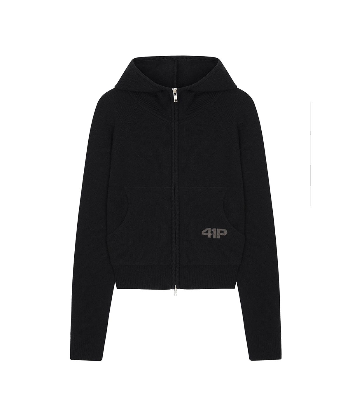 사일프레이(41PRAY) High-Neck Knit  Hoodie Zip Up / Black