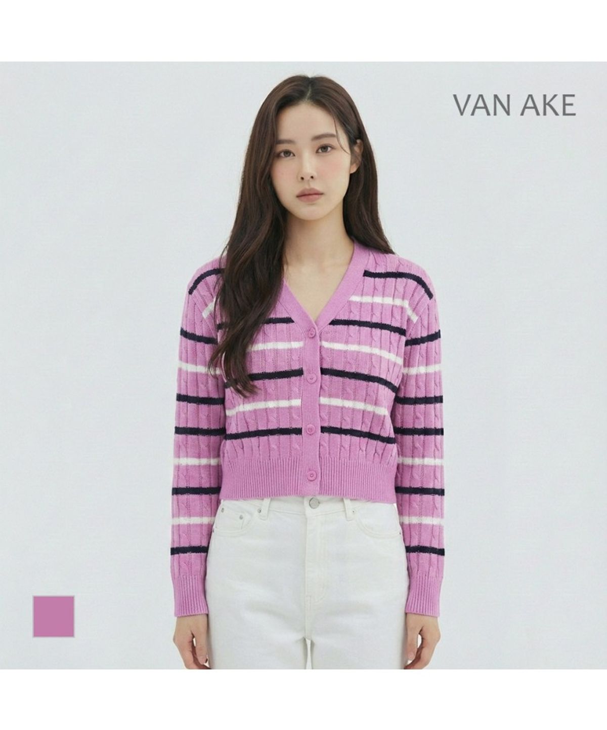 반에이크(VANAKE) 꽈배기ST패턴 니트가디건_VB34KCQ306Z