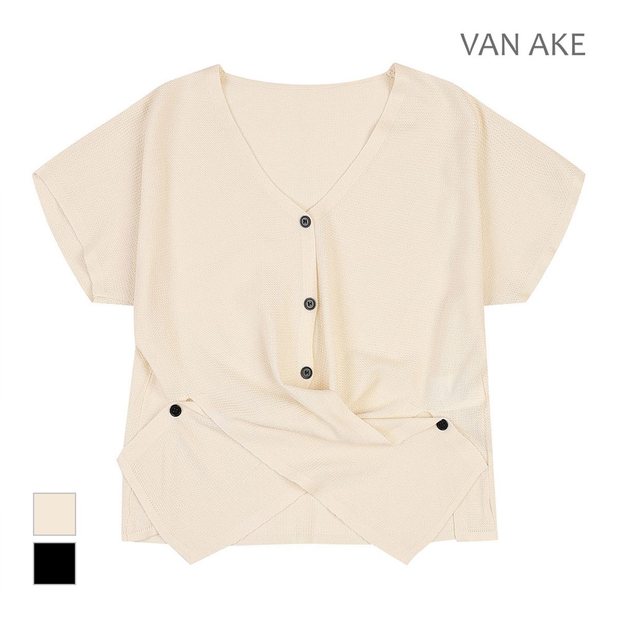 반에이크(VANAKE) 브이넥 반팔 가디건_VB38KCUG04Z