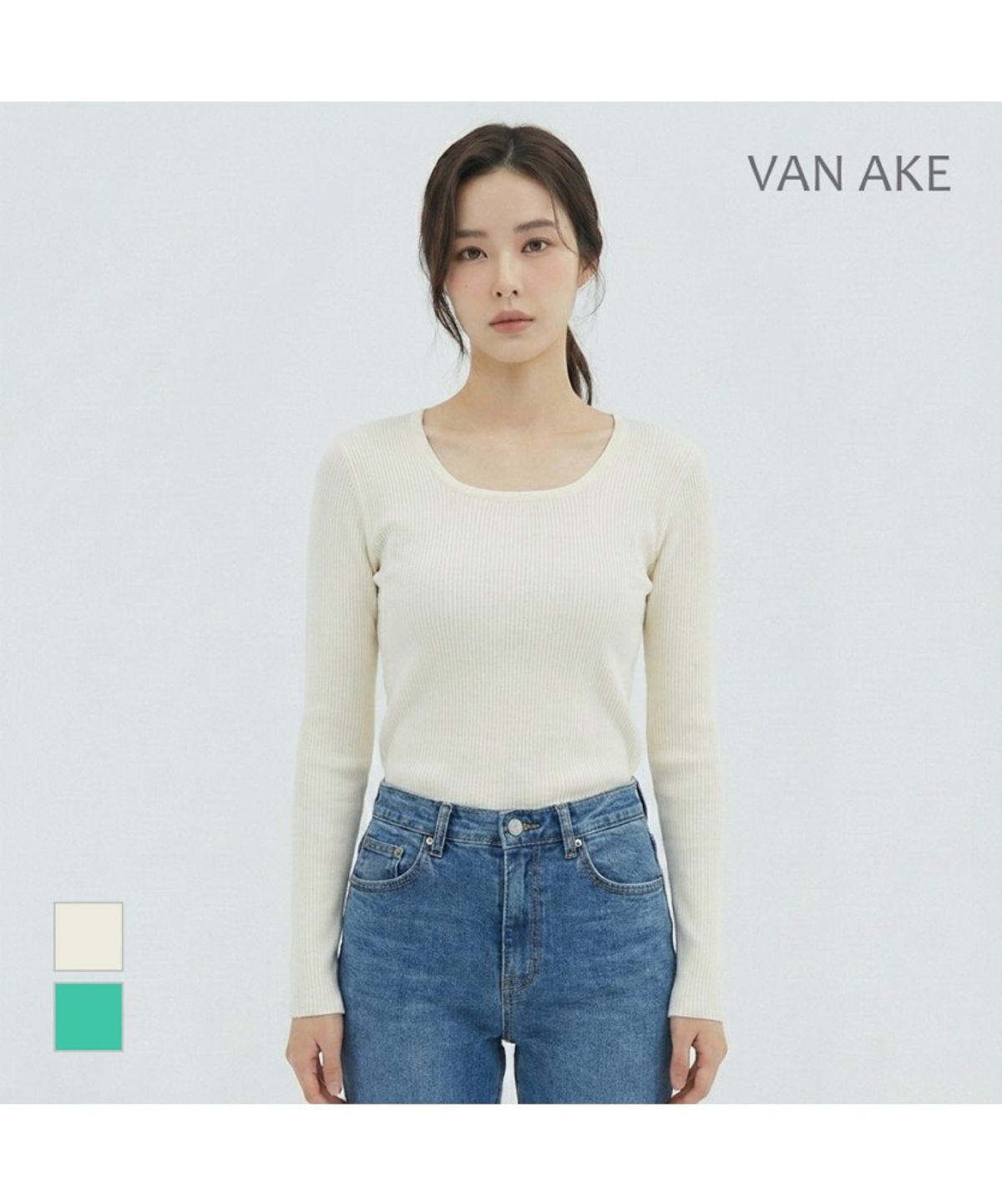 반에이크(VANAKE) 슬림 스퀘어넥 니트_VB34KTQ312Z