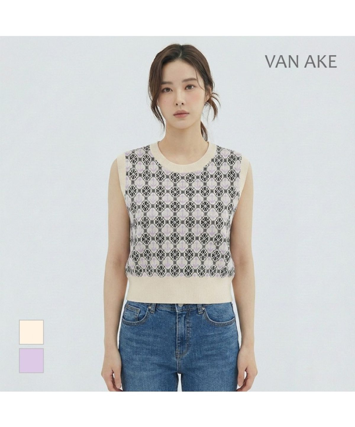 반에이크(VANAKE) 패턴디자인 니트베스트_VB34KVM301Z