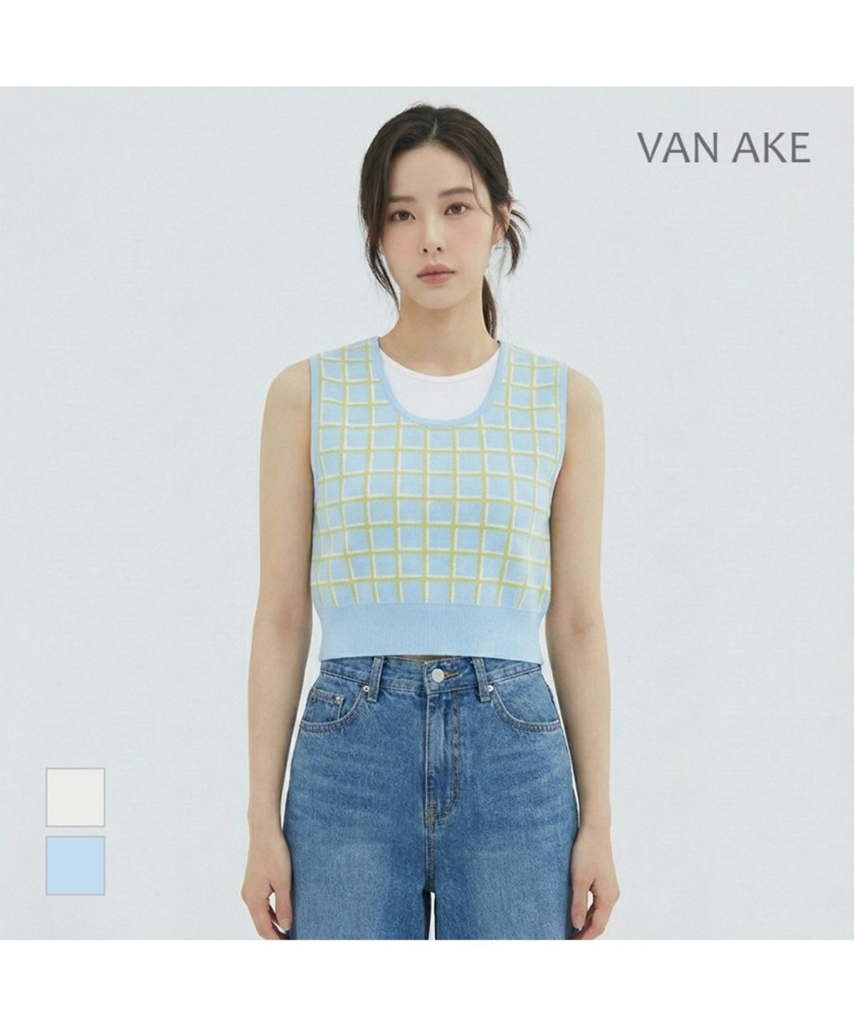 반에이크(VANAKE) 사각패턴 니트베스트_VB34KVQ304Z