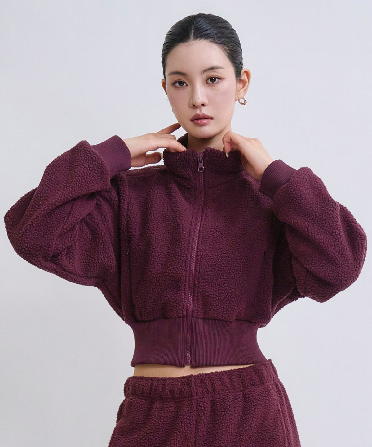 댄프(DANP) 에어리 웜 플리스 크롭 집업_4Colors