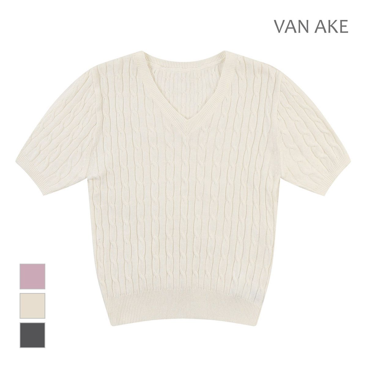 반에이크(VANAKE) 브이넥 반팔 니트_VB3YKTQ320Z