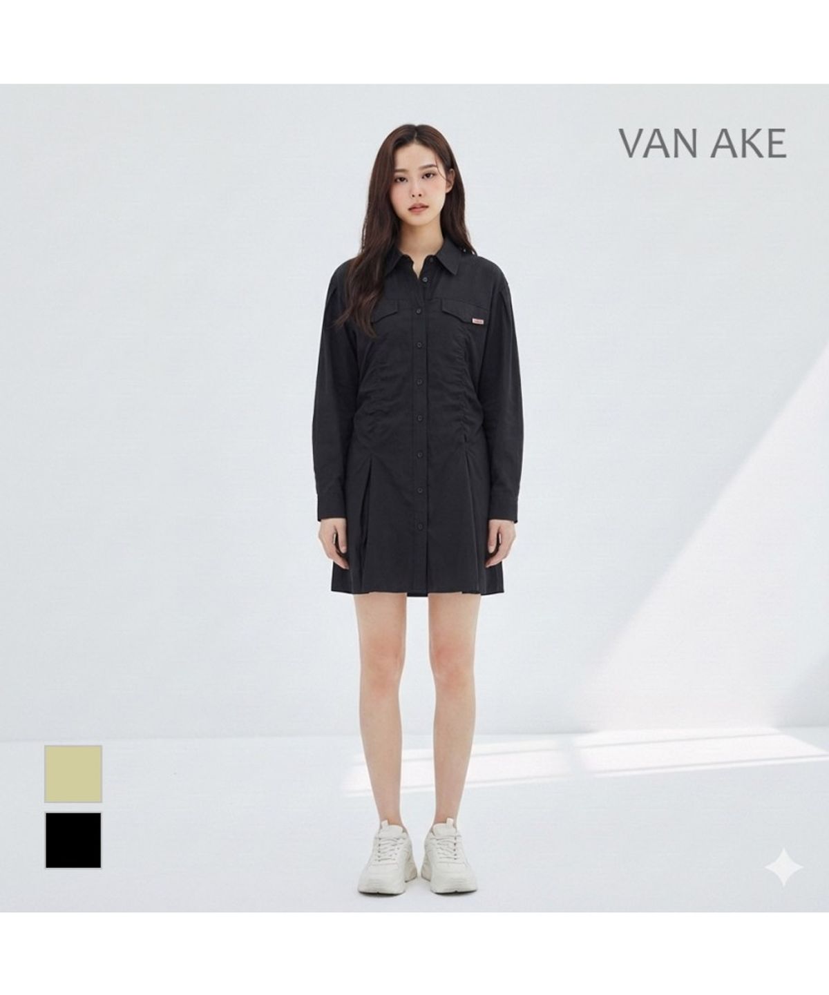 반에이크(VANAKE) 셔링 카라원피스_VB34OPUD04Z