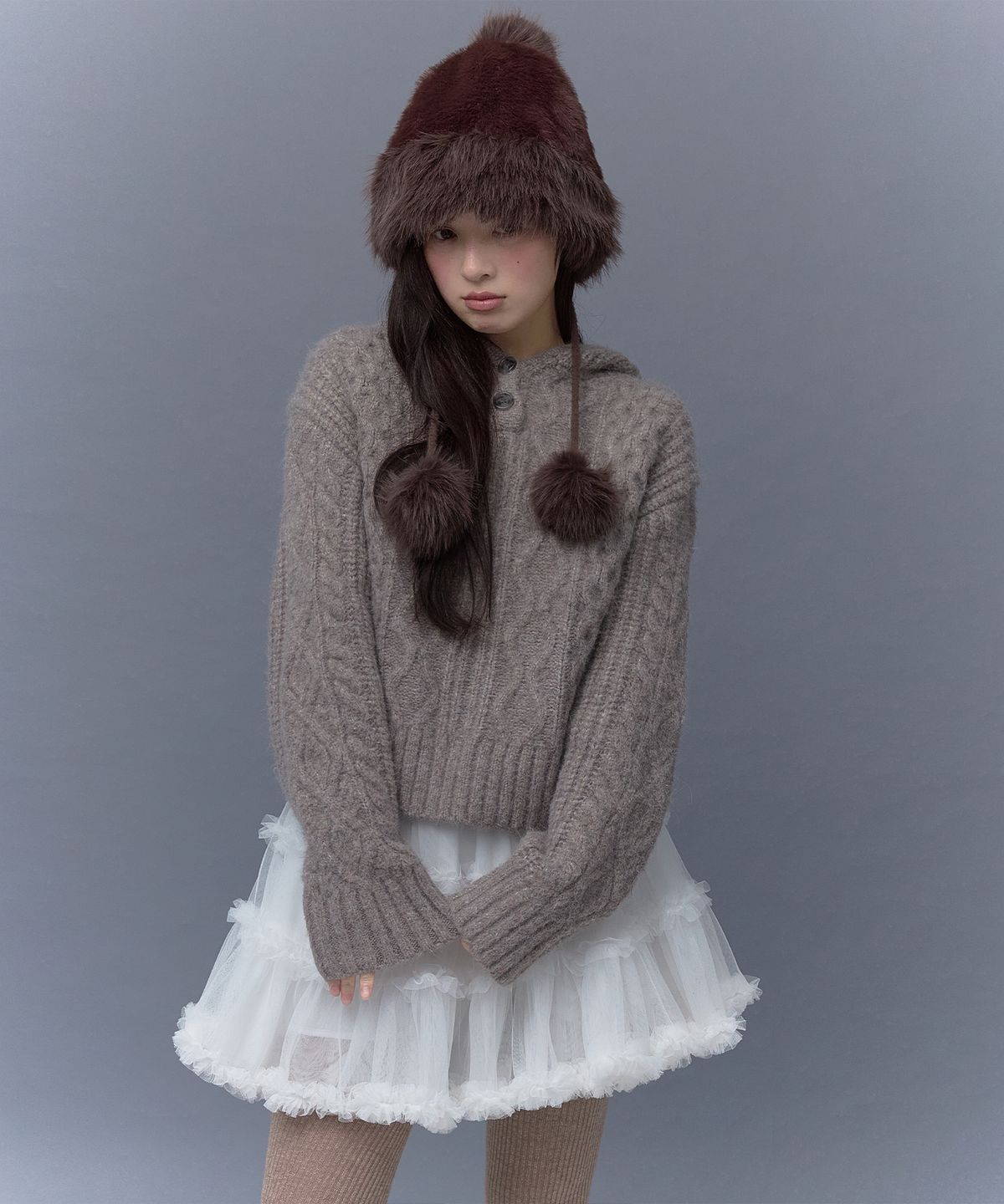 더티스(THETIS) WINTER FUR POMPOM HAT_TT5W711BR