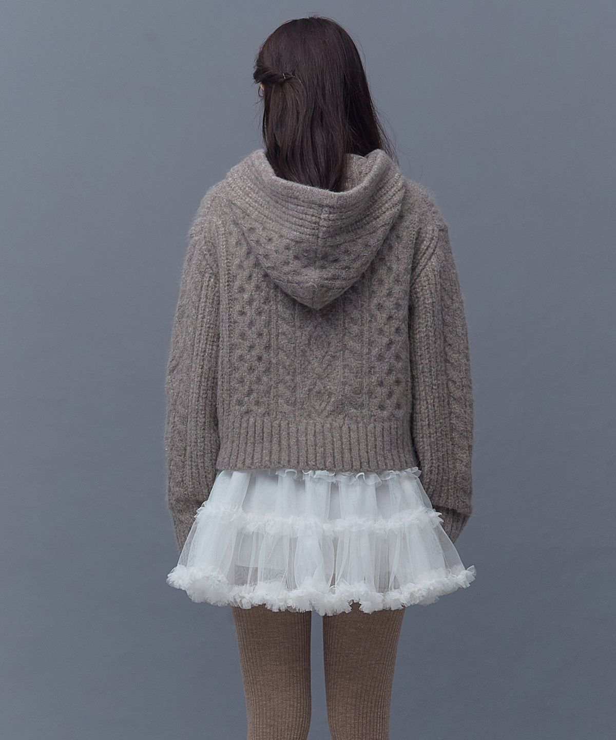 더티스(THETIS) ANGORA CREAM CABLE HOOD KNIT_TT5W303BE