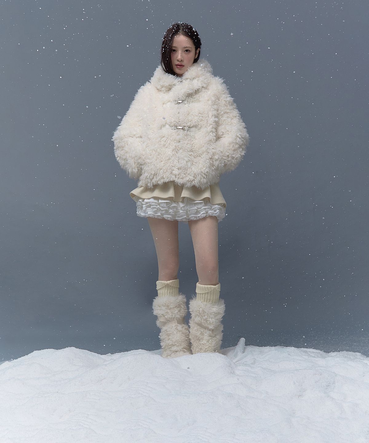 더티스(THETIS) TEDDY HOOD FUR JACKET_TT5W006IV