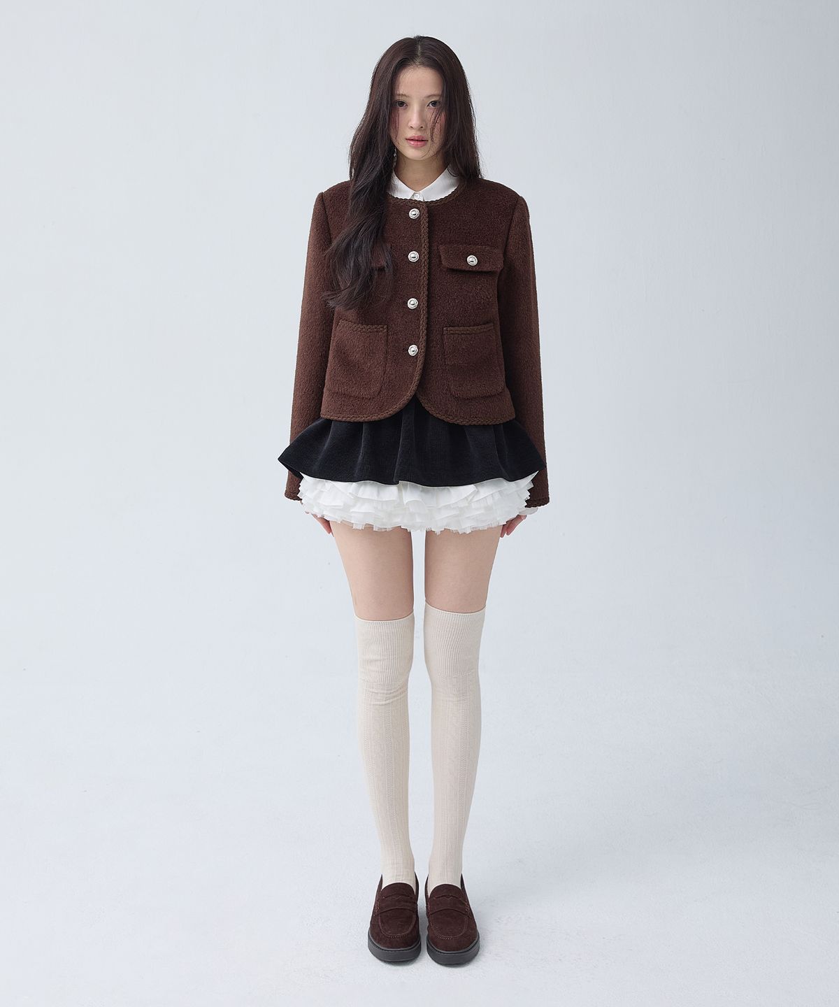 더티스(THETIS) [ITALY BUTTON]ALPACA BINDING TWEED JACKET_TT5W004BR