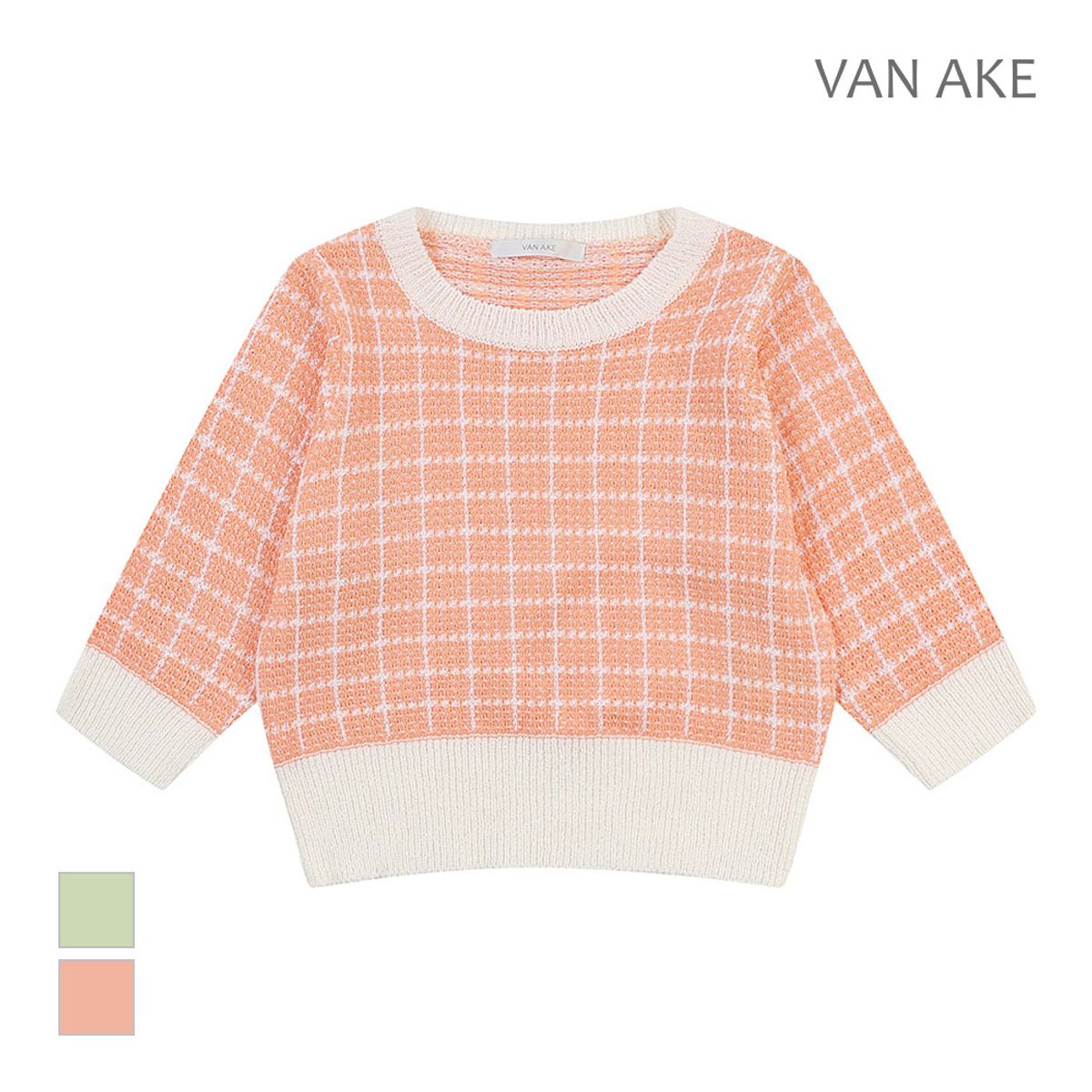 반에이크(VANAKE) 체크패턴 반팔니트_VB35KTQ305Z
