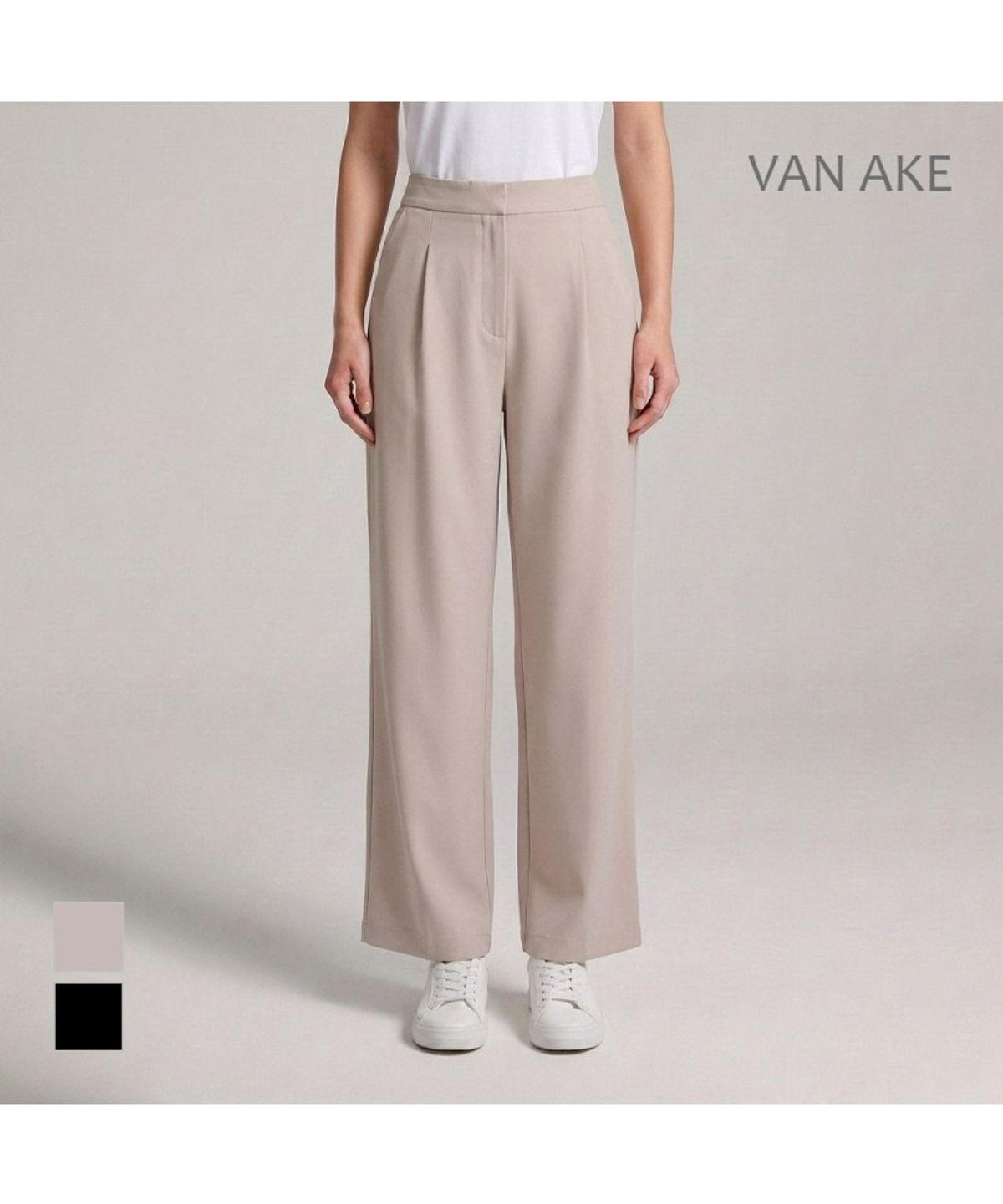 반에이크(VANAKE) 핀턱 뒷밴딩 와이드팬츠_VB36SLQ302Z