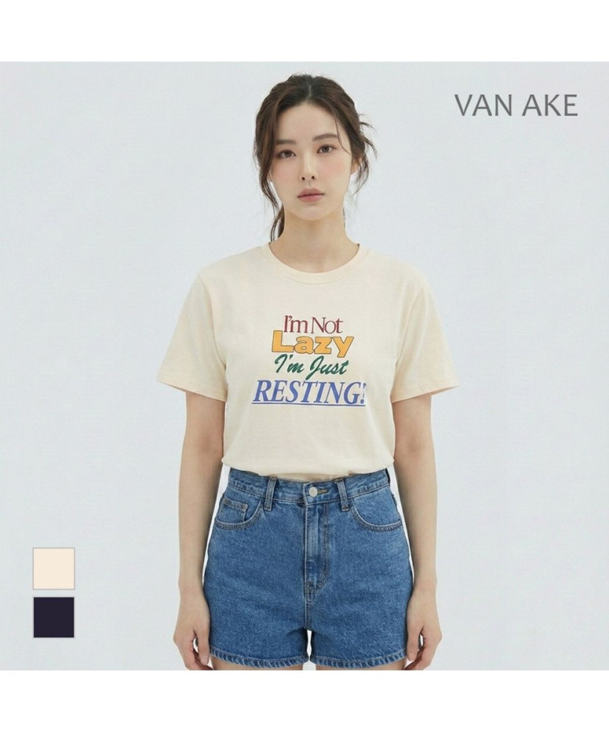 반에이크(VANAKE) 컬러풀 레터일 반팔티셔츠_VB36TSM313Z