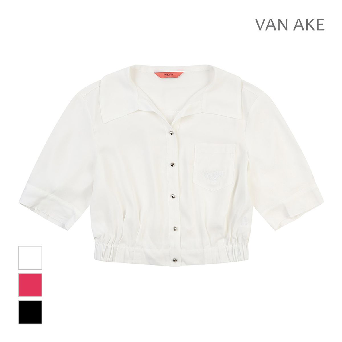 반에이크(VANAKE) 와이드카라 반팔 블라우스_VB37BLUD05Z