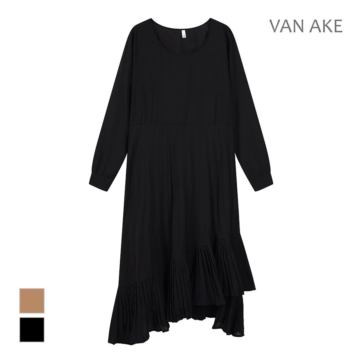 반에이크(VANAKE) 언발 밑단 플리츠 원피스_VB3ZOPUG01Z