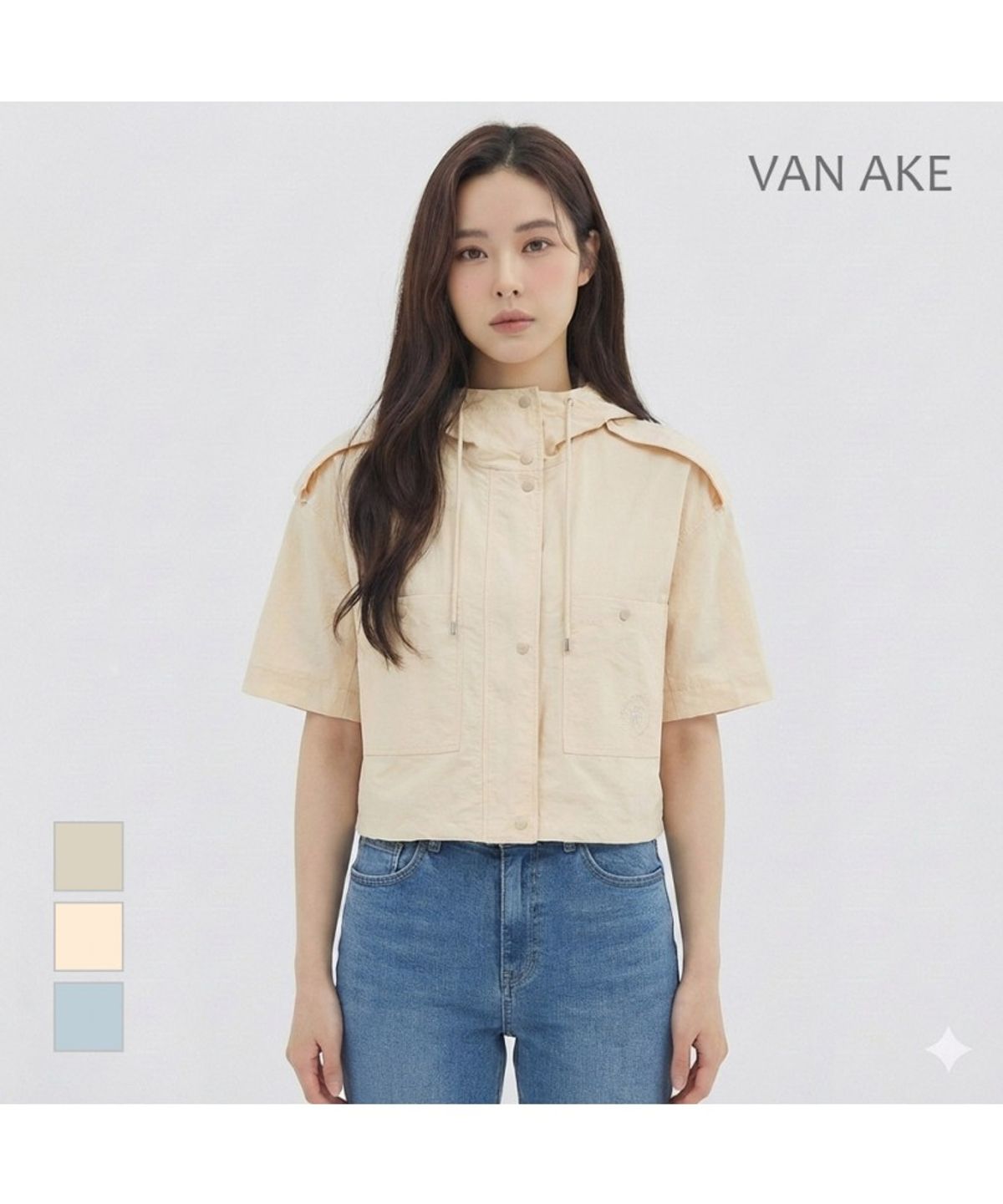 반에이크(VANAKE) 후드넥 캐주얼얼 반팔점퍼_VB37JPMD02Z