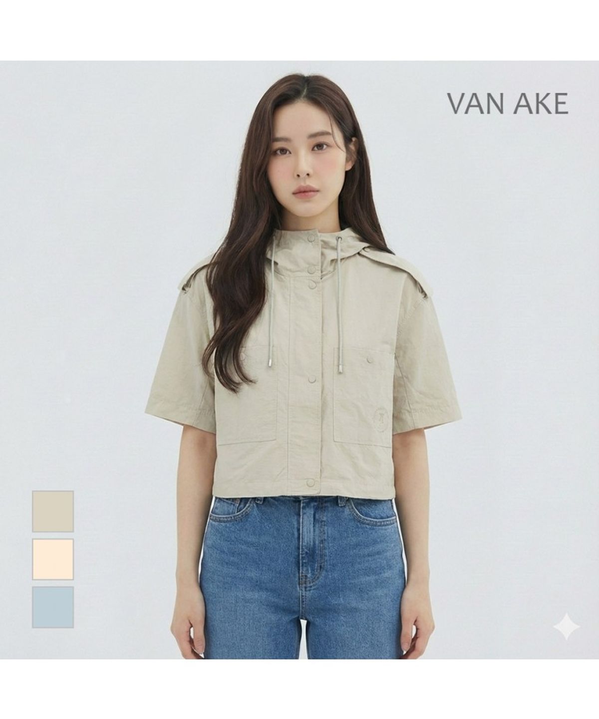 반에이크(VANAKE) 후드넥 캐주얼얼 반팔점퍼_VB37JPMD02Z